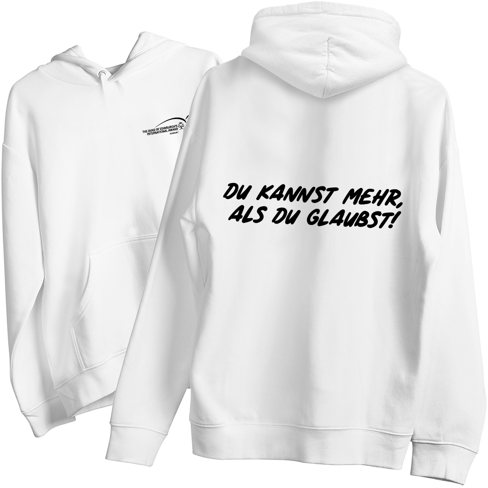 Hoodie, Weiß, Vorderseite Text, Pullover, Freizeitkleidung