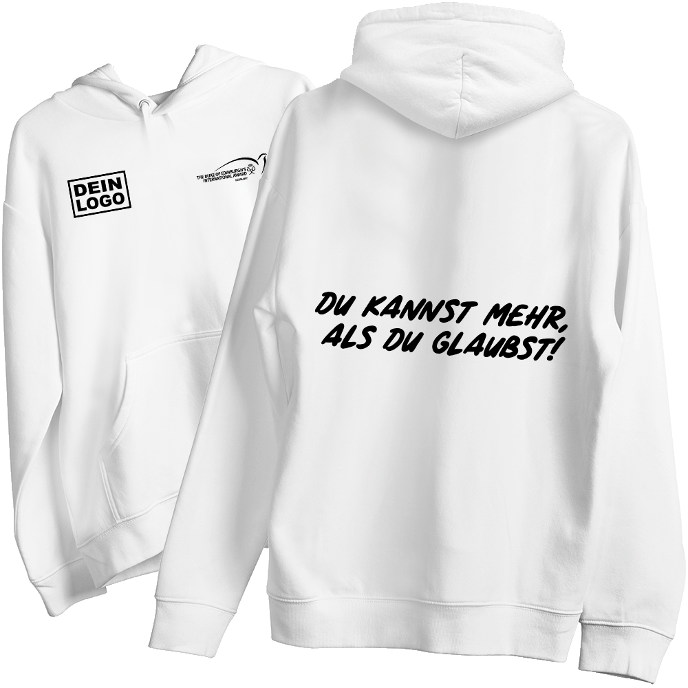 Hoodie, Weiße Kapuze, Textdruck, Deutscher Spruch, Unisex Hoodie
